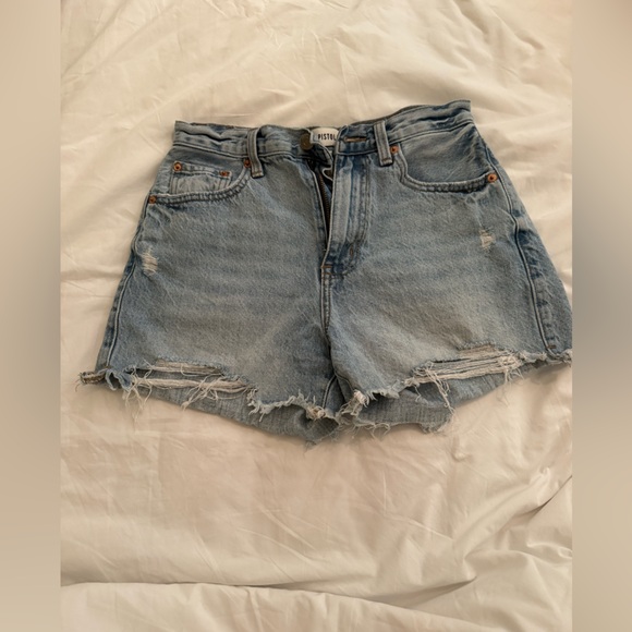 Pistola Light Blue Distressed Jean Shorts - Picture 1 of 12